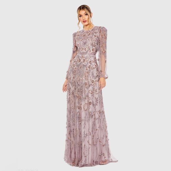 Mac Duggal Dresses & Skirts - MAC DUGGAL
Purple Puff Sleeve Embellished A Line Gown Size 4 Wedding Guest MOB
